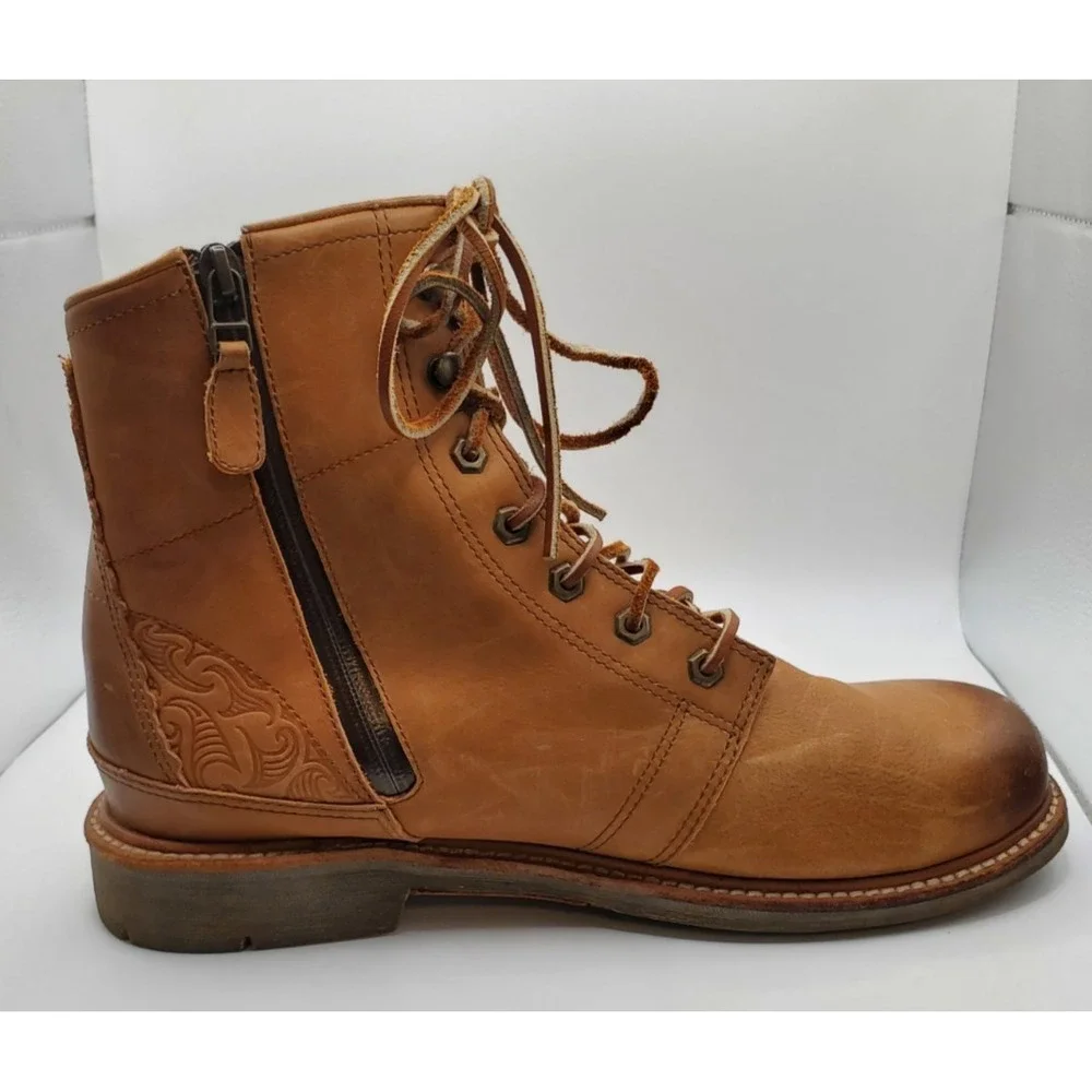 OluKai Men's Mauna Kea Size 10 EU 43 Tan Leather Lace Up